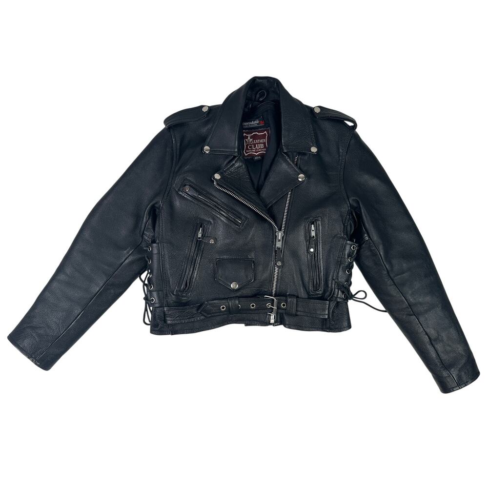Vintage Leather Club Motorcycle Jacket Women's Sz M